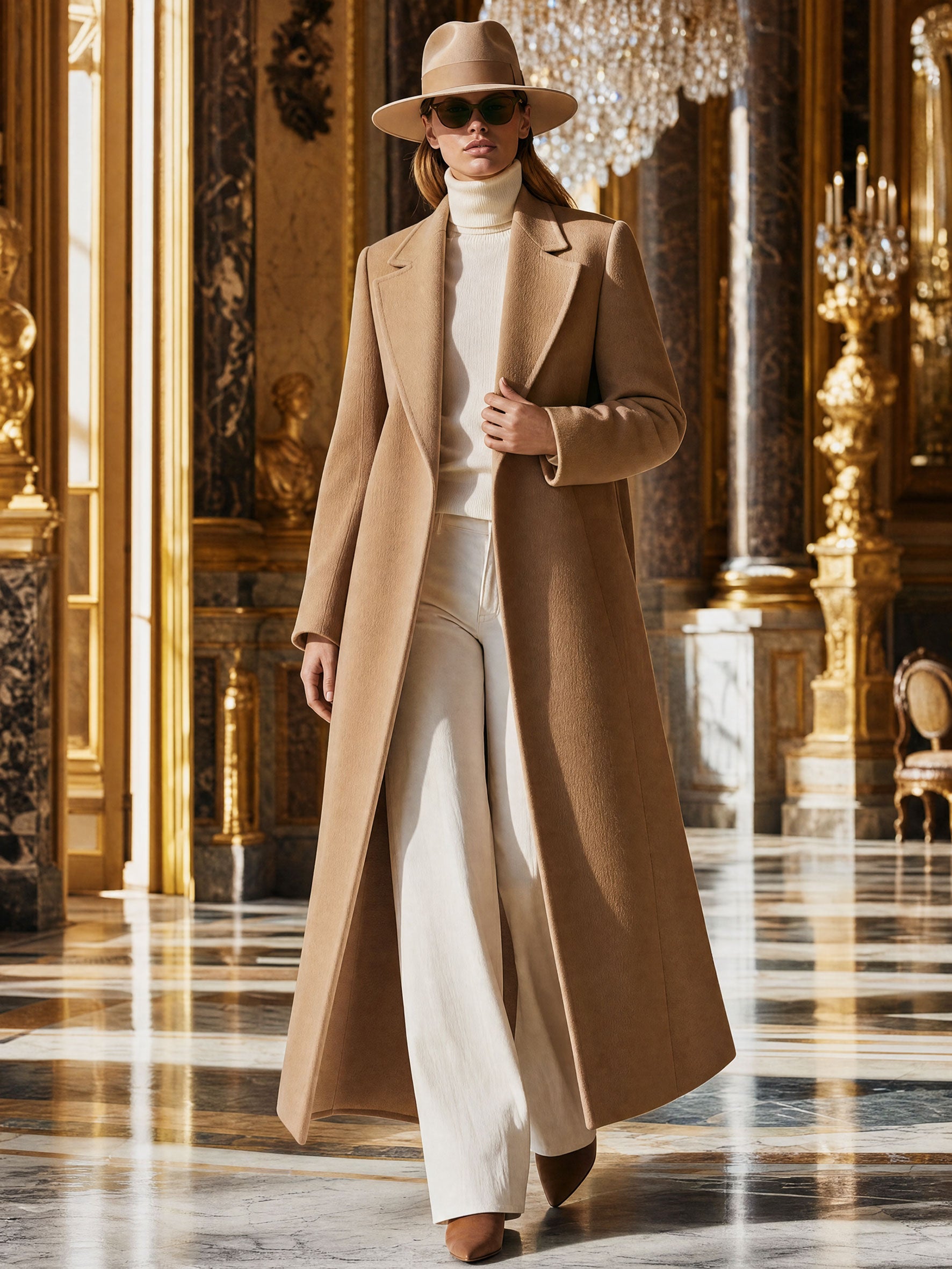 Simple And Stylish Camel-colored Lapel Coat