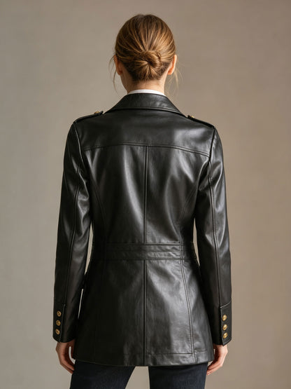 Stylish Retro Multi-pocket Black PU Zip-up Jacket