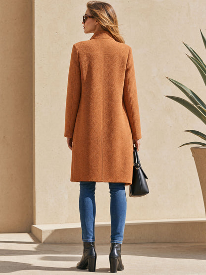 Casual Retro Orange Fleece Brown Faux Suede Lining Coat