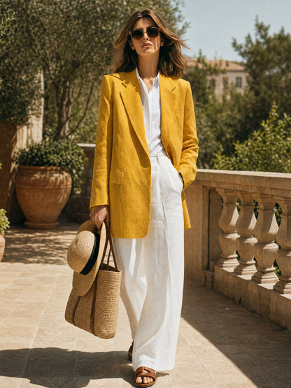 Casual Retro Yellow Blazer