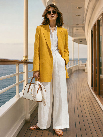 Casual Retro Yellow Blazer