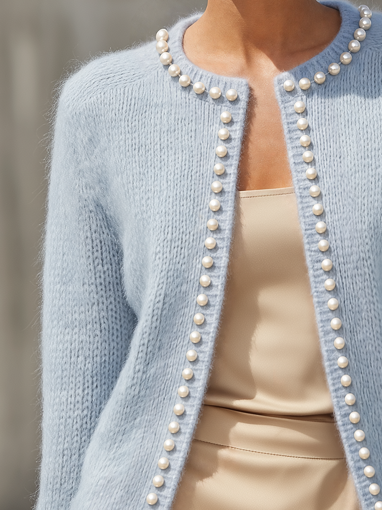 Vintage-style Elegant Casual Pearl Mohair Cardigan