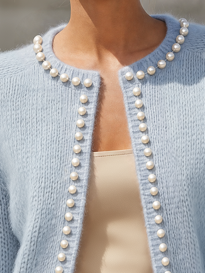 Vintage-style Elegant Casual Pearl Mohair Cardigan