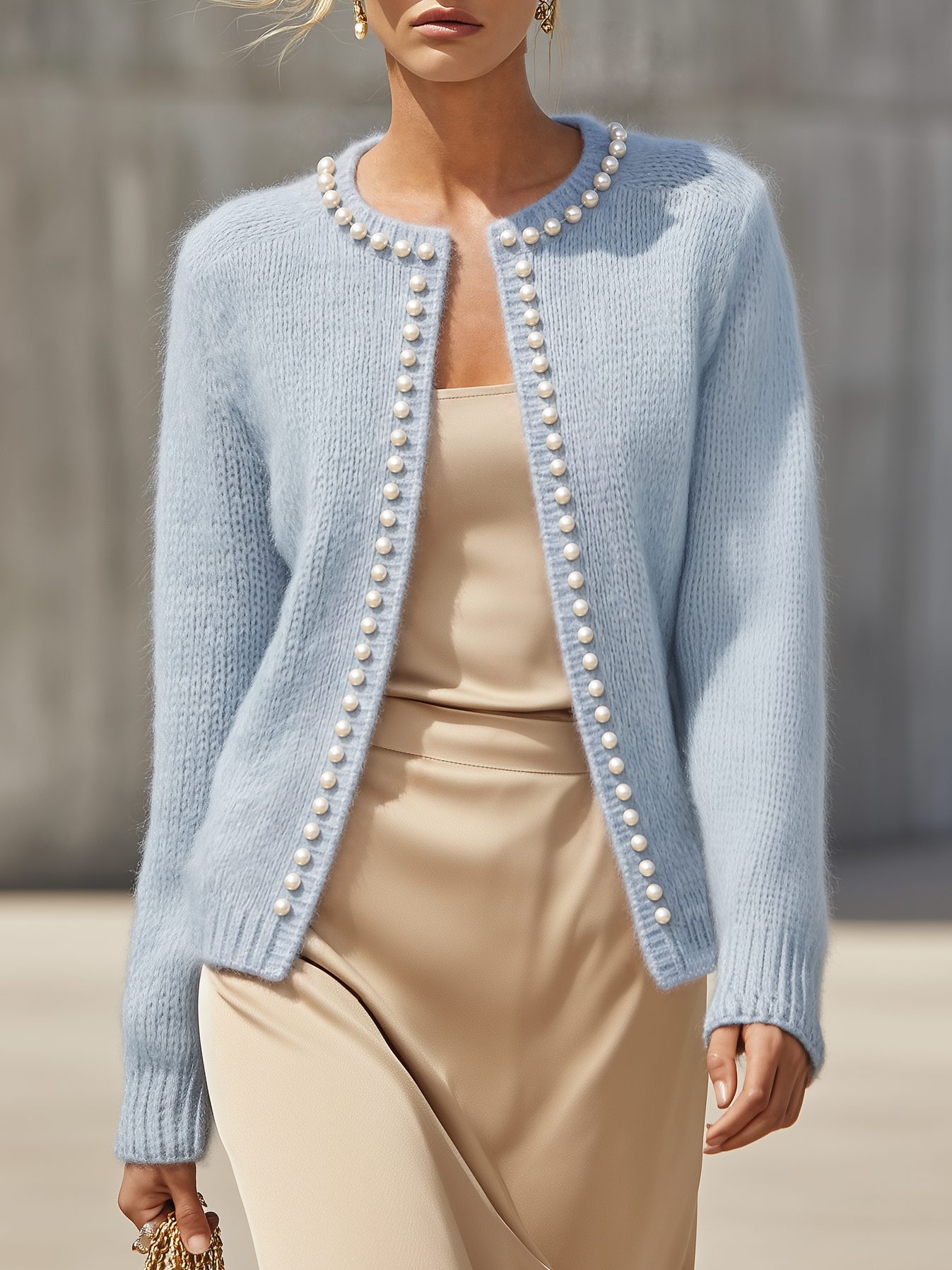 Vintage-style Elegant Casual Pearl Mohair Cardigan