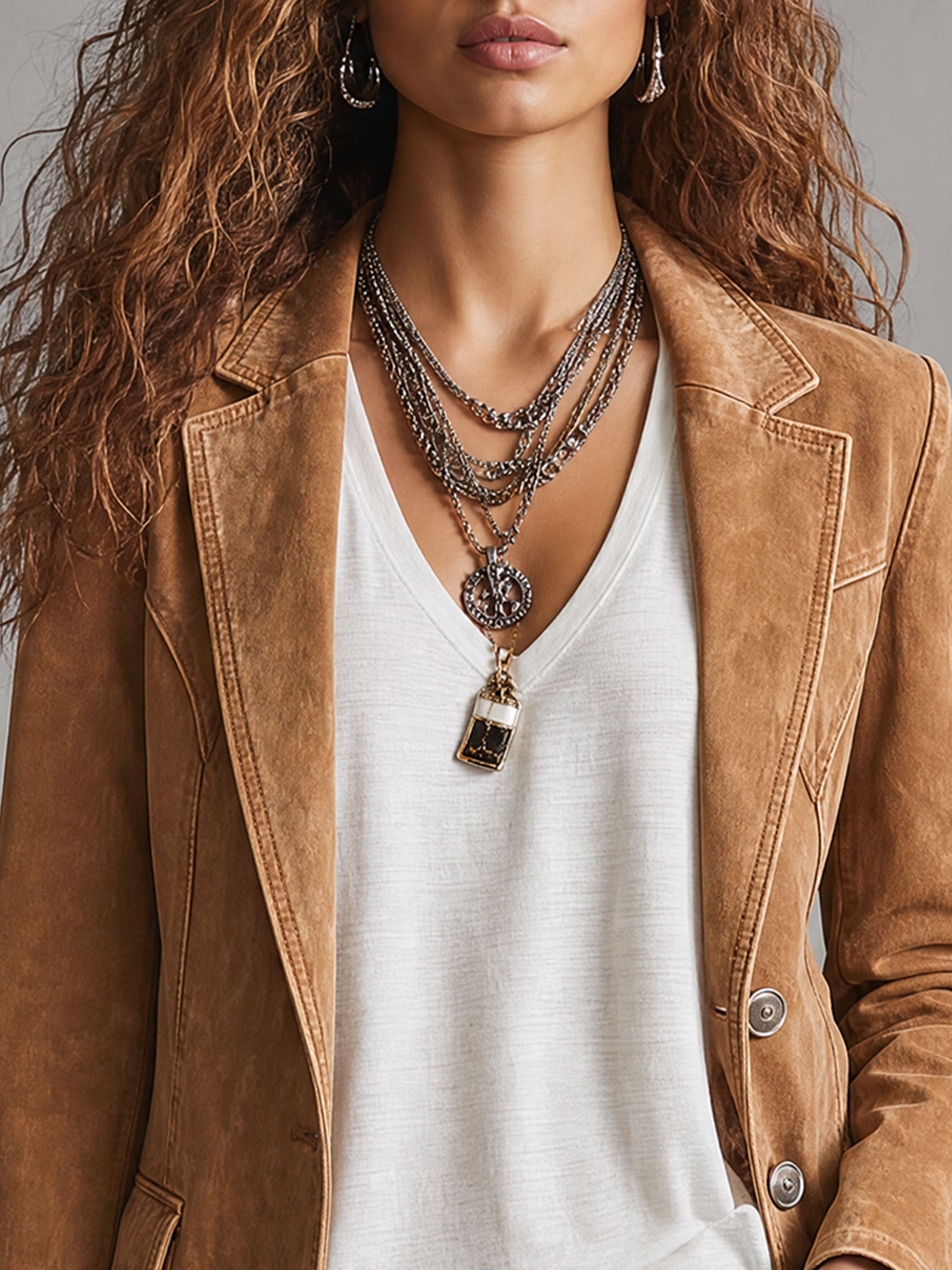 Casual Retro Camel Denim Blazer