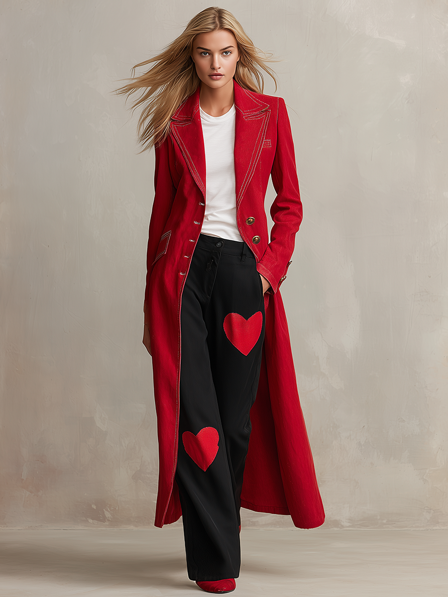 American Vintage Notched-lapel Contrast-stitch Slim-fit Long Denim Trench Coat