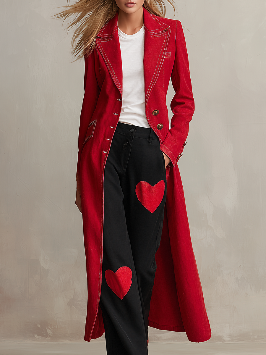 American Vintage Notched-lapel Contrast-stitch Slim-fit Long Denim Trench Coat