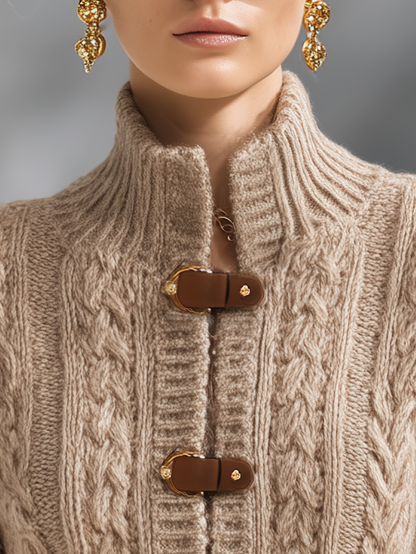 Vintage-style Casual Elegant Cable-knit Cardigan