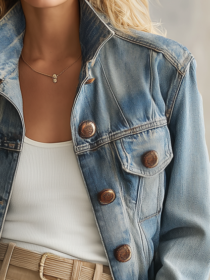Oversized Light Wash Denim Jacket Women Classic Trucker Boyfriend Fall Layer