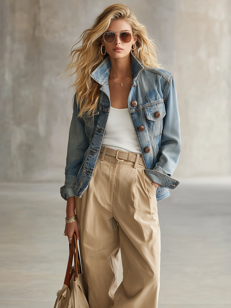 Oversized Light Wash Denim Jacket Women Classic Trucker Boyfriend Fall Layer