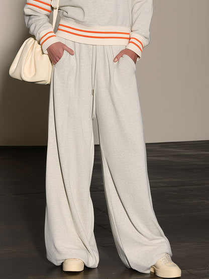 Casual And Comfortable Striped Gray And White Half-zip Sweatshirt And Pants Set