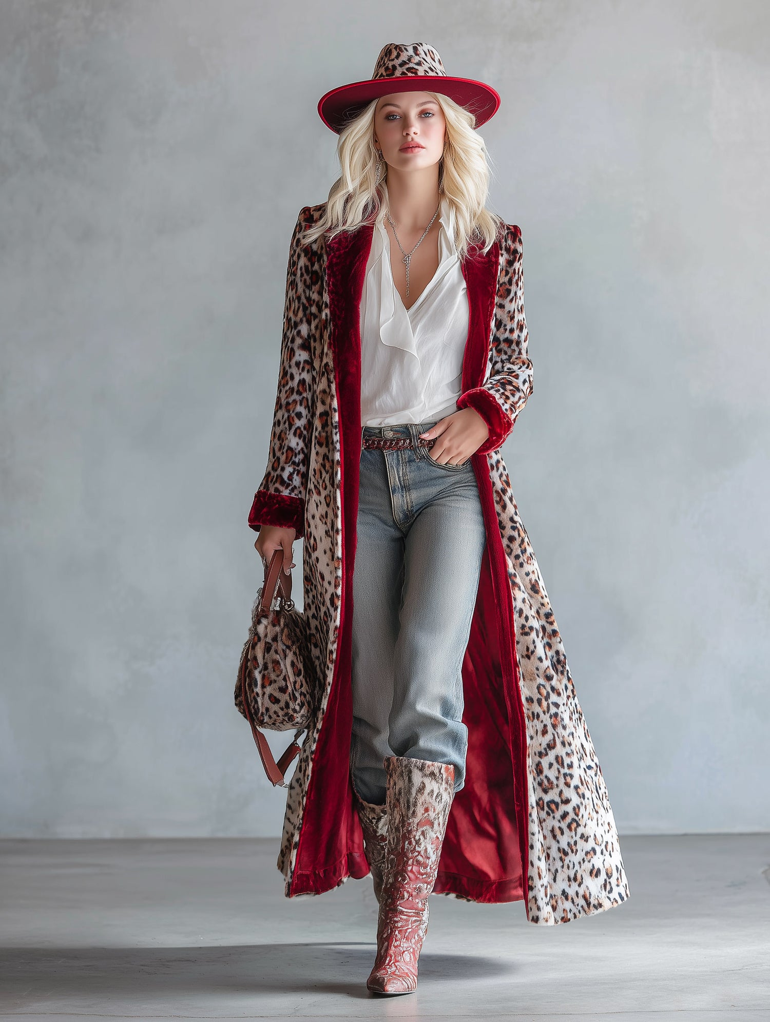 Exquisite Vintage-style Western Leopard-print Velvet Coat