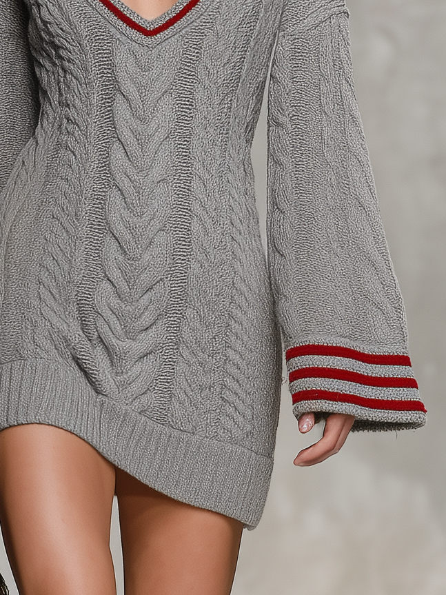 Retro-chic Color-block Striped Knit Mini Skirt