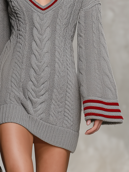 Retro-chic Color-block Striped Knit Mini Skirt