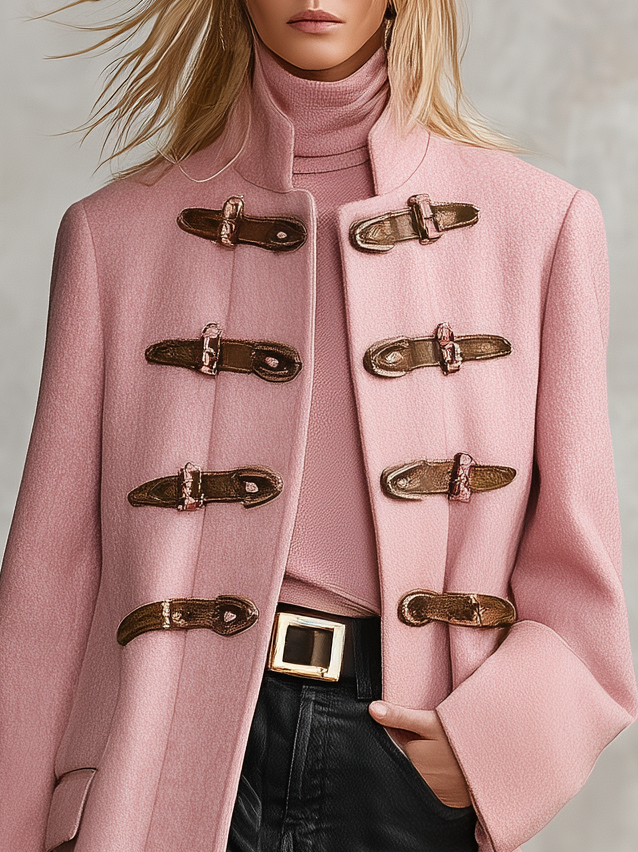 Retro-casual Stand-collar Tweed Coat