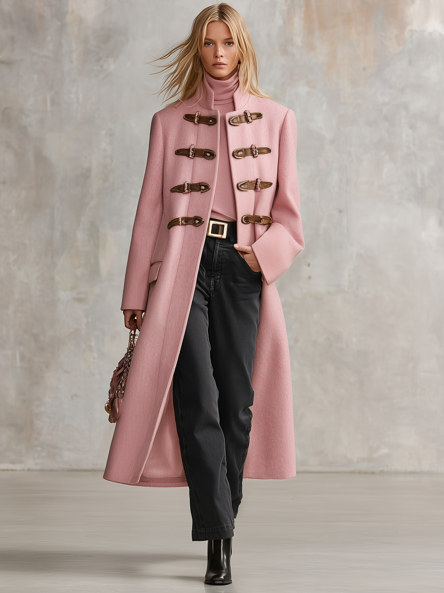 Retro-casual Stand-collar Tweed Coat
