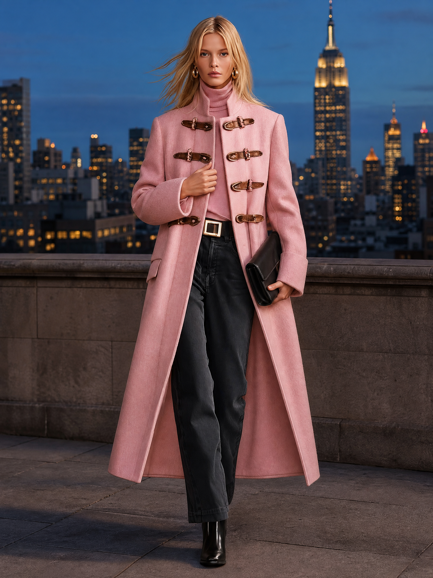 Retro-casual Stand-collar Tweed Coat