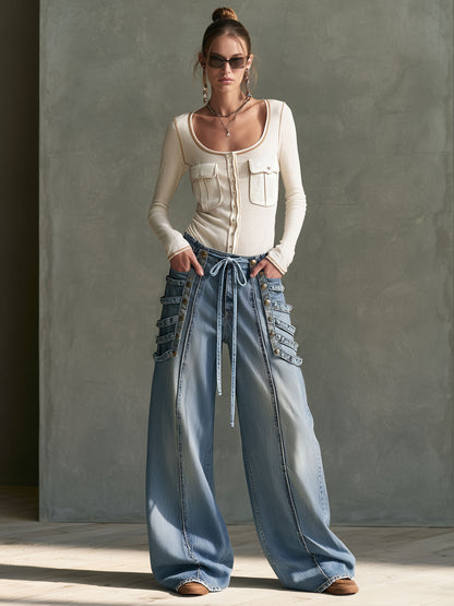 Casual And Stylish Workwear Off-white Long-sleeved T-shirt