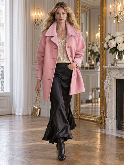 Stylish And Simple Striped Pink Coat