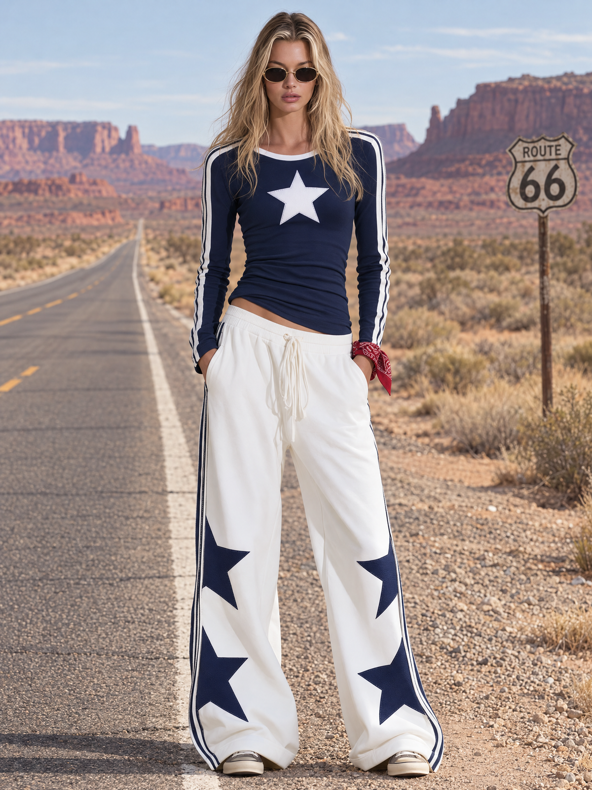 Retro Casual Athleisure Set Featuring A T-shirt-style Sweatshirt And Loose Wide-leg Pants
