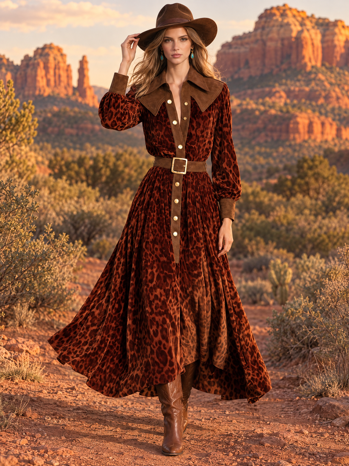 Sophisticated And Elegant Western-style Faux Suede Velvet Maxi Skirt