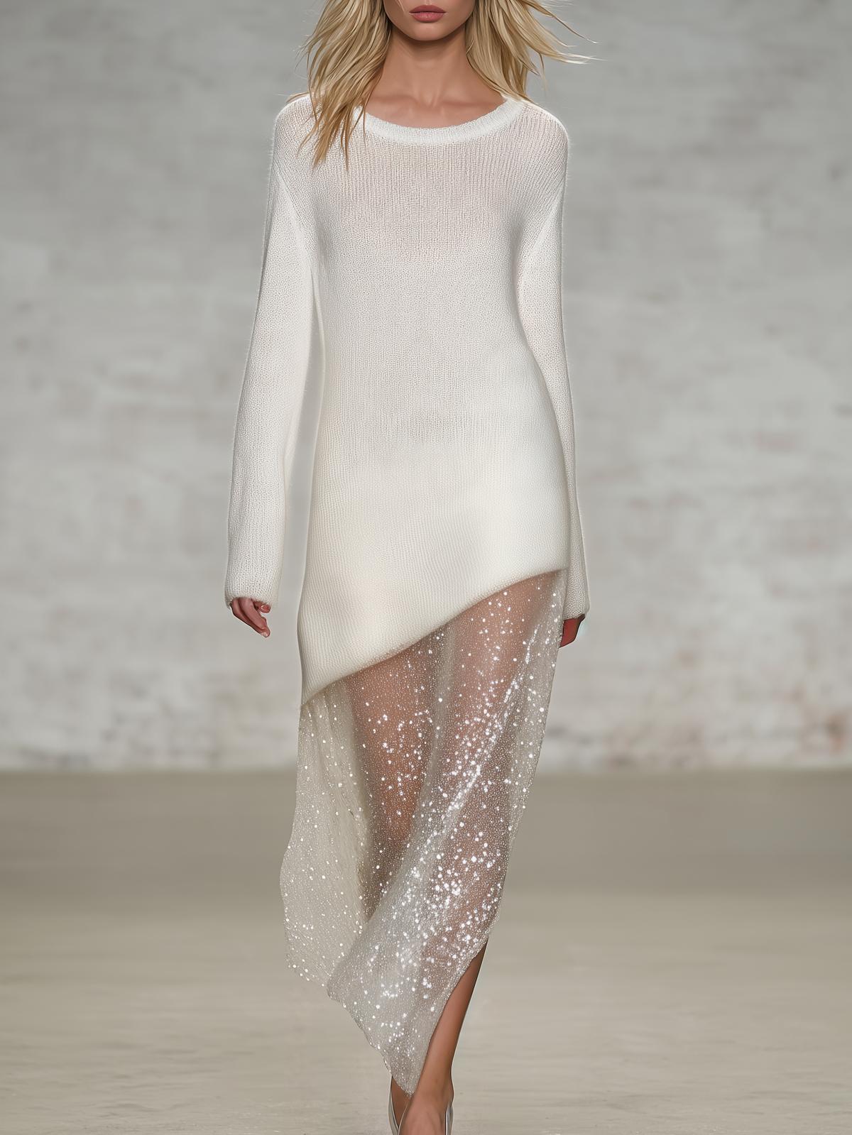 Exquisite And Elegant Resort-style Maxi Skirt Featuring Knit Fabric Tulle And Sequins