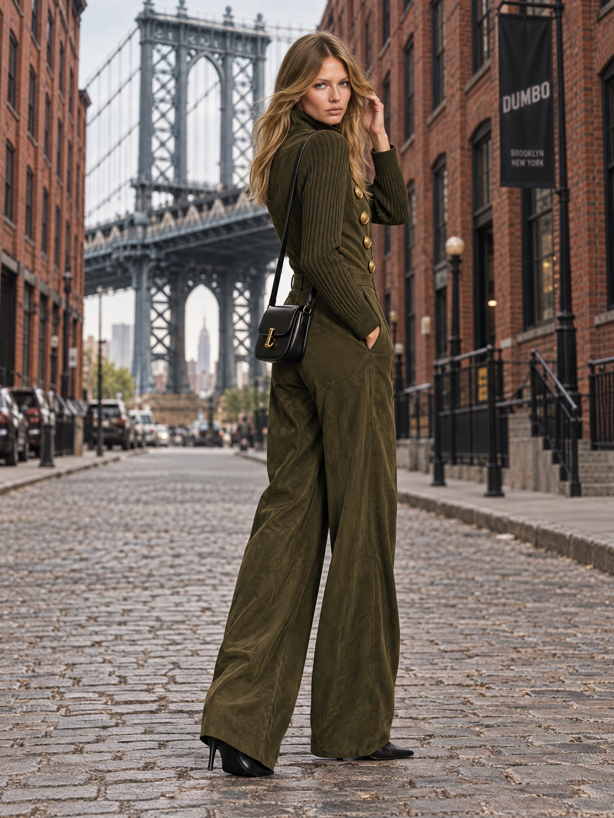 Retro-casual Elegant Faux-suede Jumpsuit With Raglan Knit Sleeves