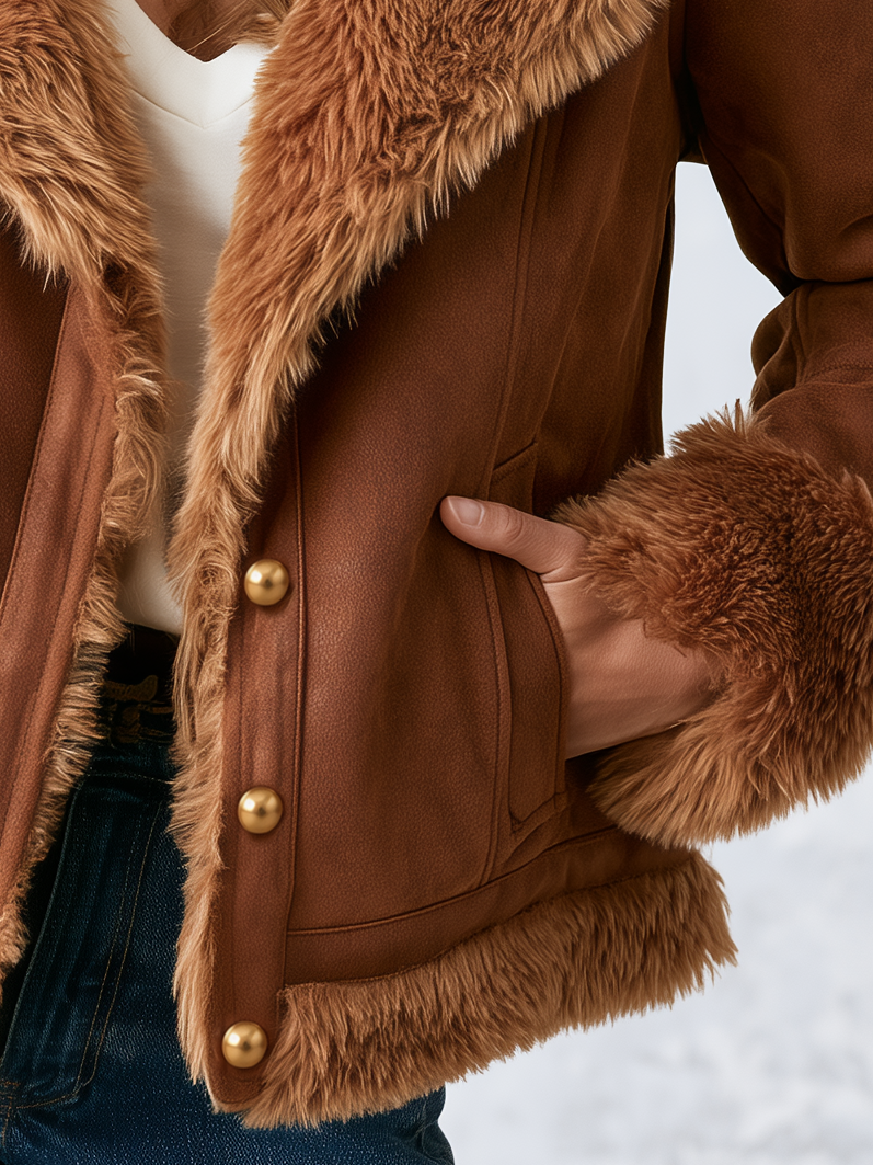 Exquisite Vintage-style Faux Fur And Suede Western Jacket