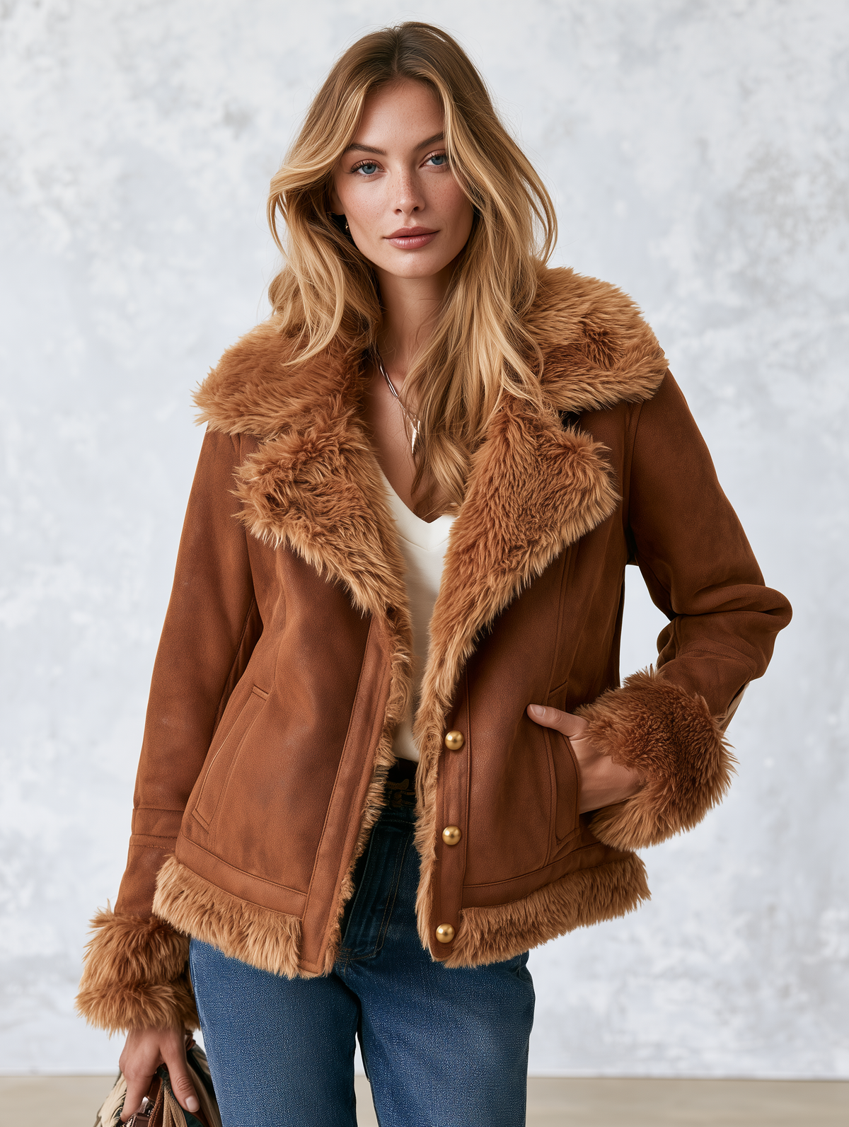Exquisite Vintage-style Faux Fur And Suede Western Jacket