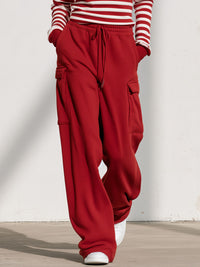 Casual Sports Red Cotton Cargo Pants
