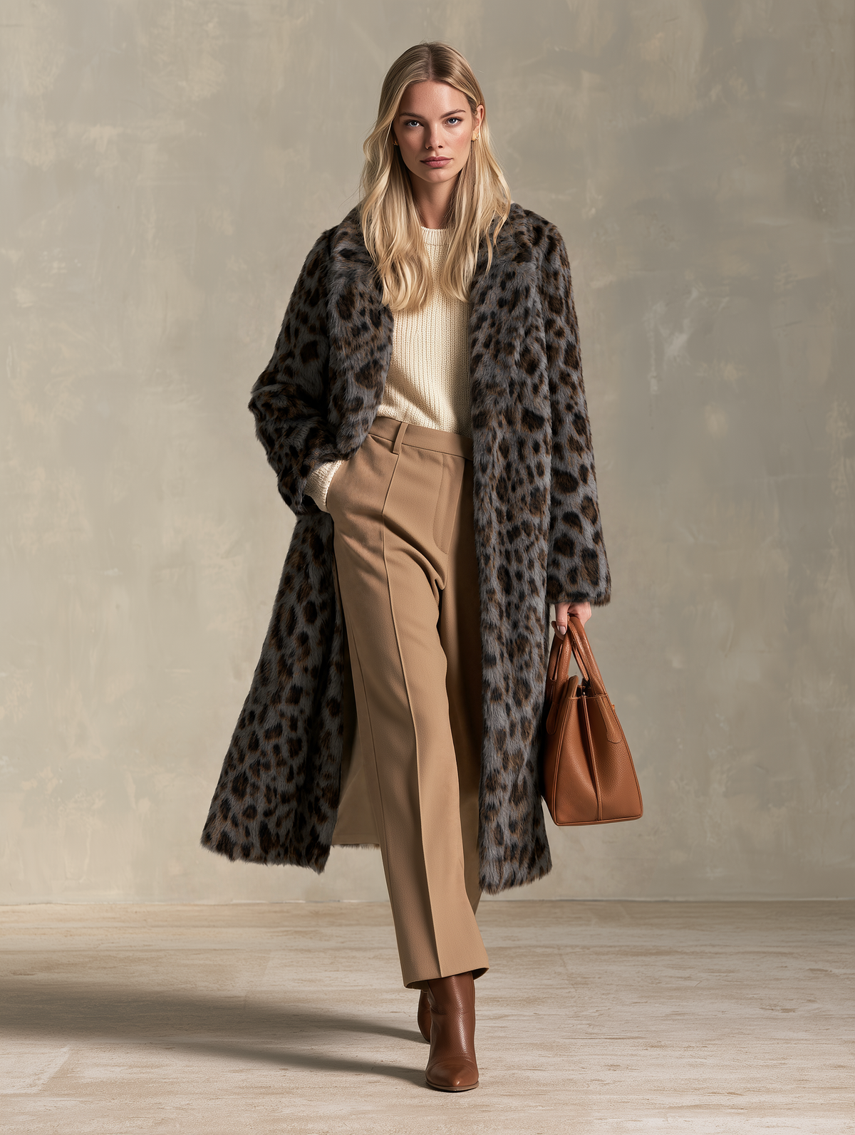 Retro Leopard Print Faux Fur Coat | Vintage Chic Women&