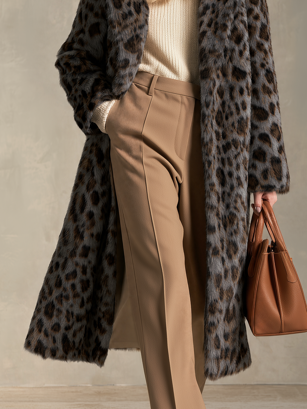 Retro Leopard Print Faux Fur Coat | Vintage Chic Women&