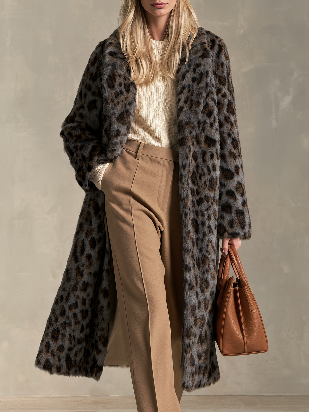Retro Leopard Print Faux Fur Coat | Vintage Chic Women&