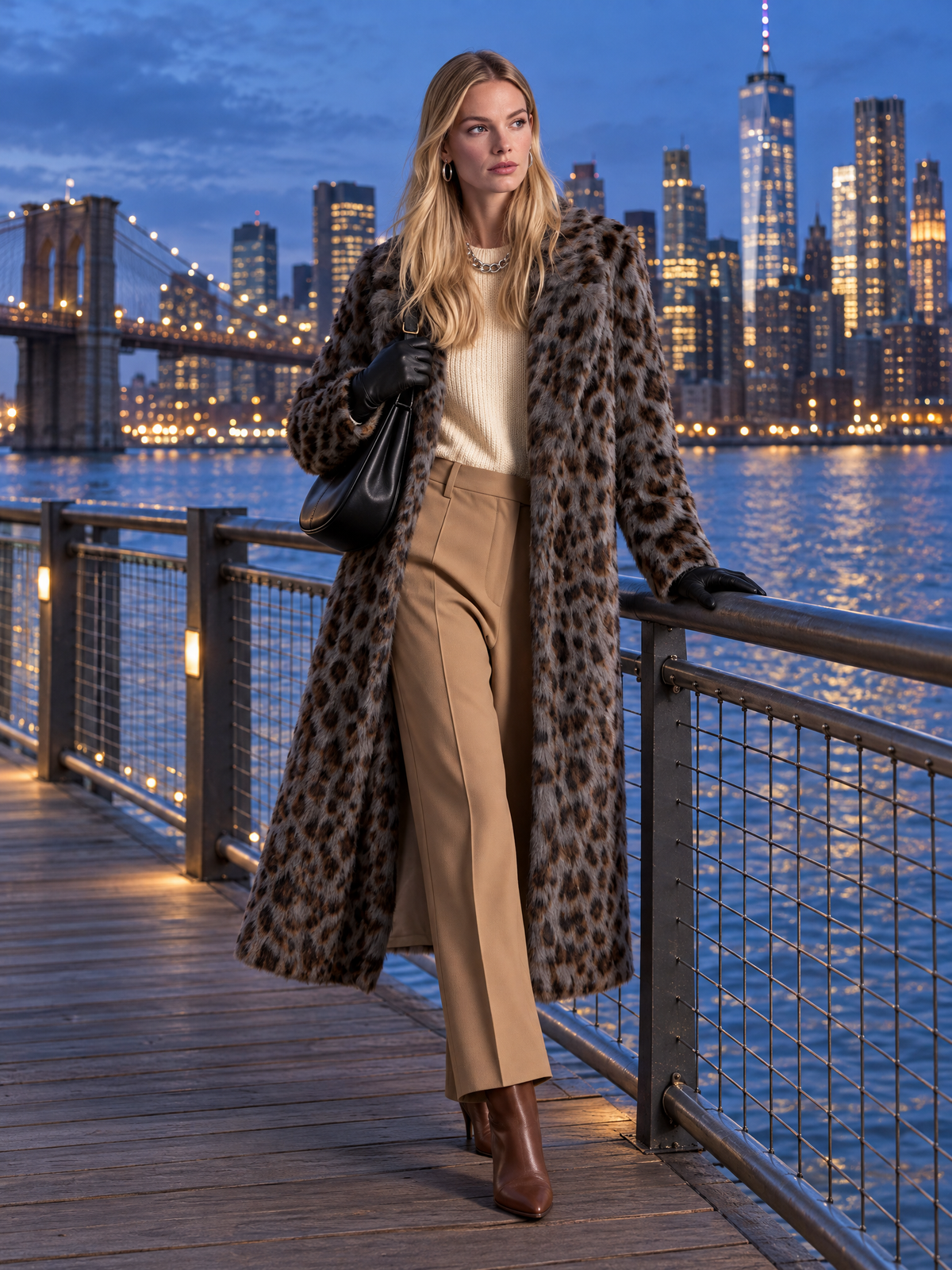 Retro Leopard Print Faux Fur Coat | Vintage Chic Women&