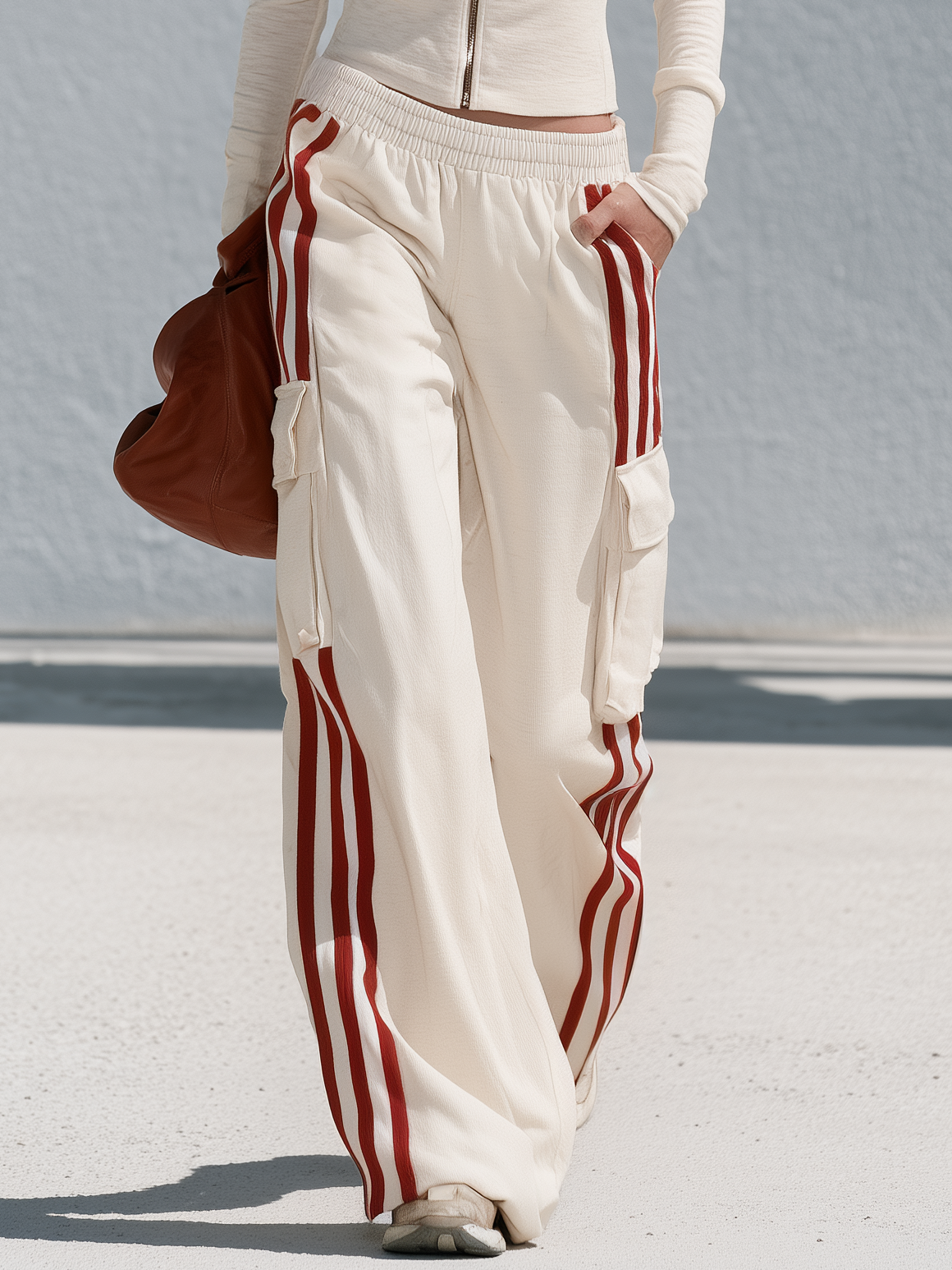 Retro Sporty Color-Block Striped Women&