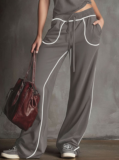 Casual Sporty Sleeveless Top And Pants Set