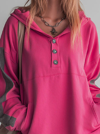 Sporty Color-blocked Ruffled Half-zip Hooded Long-sleeved Mini Dress