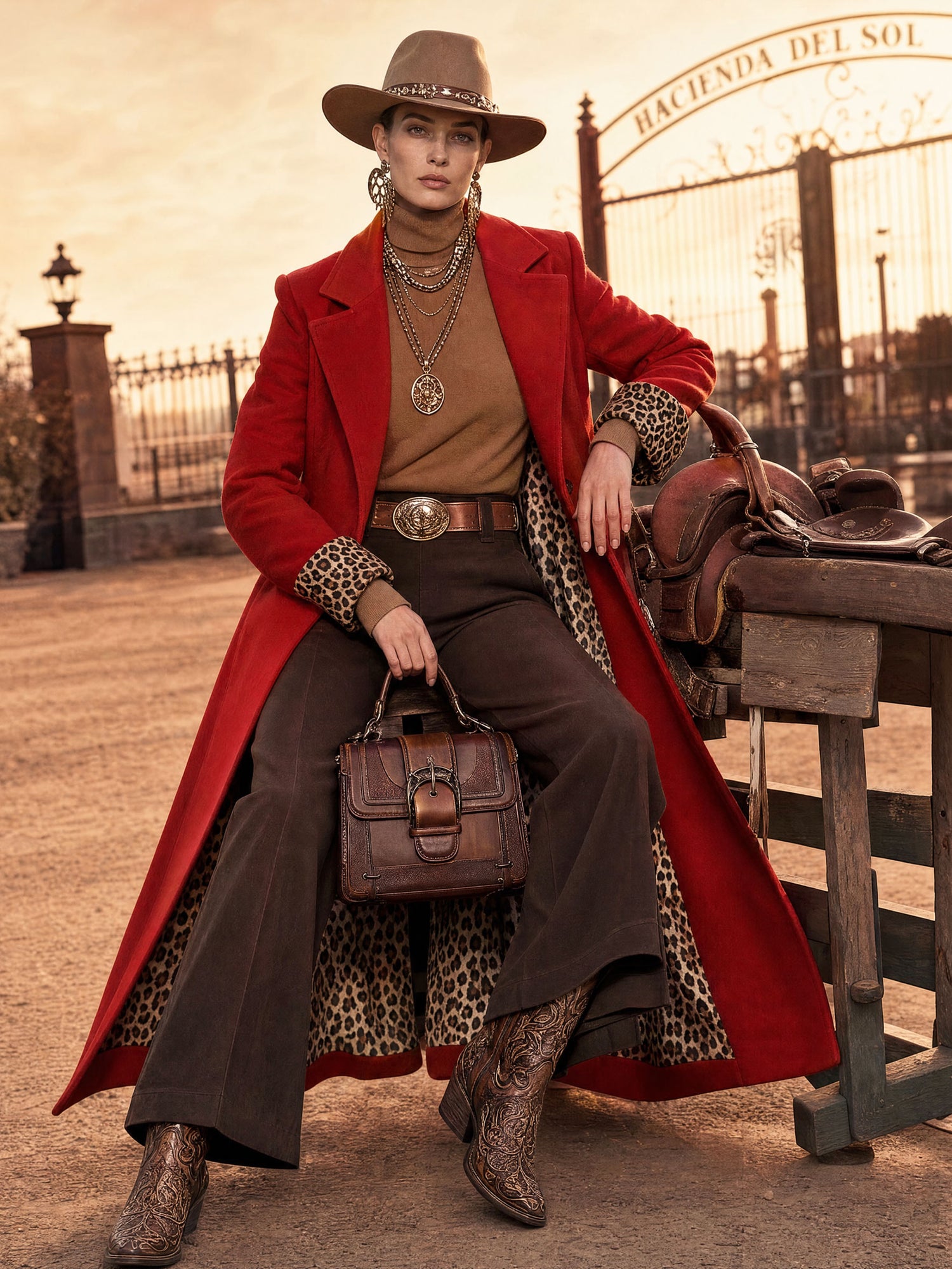 Lapel Single-breasted Leopard Print Coat