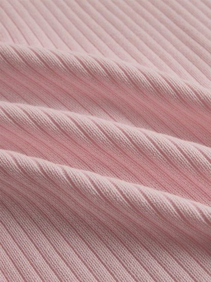 Elegant Pink V-neck Single-breasted Knitted Mini Dress