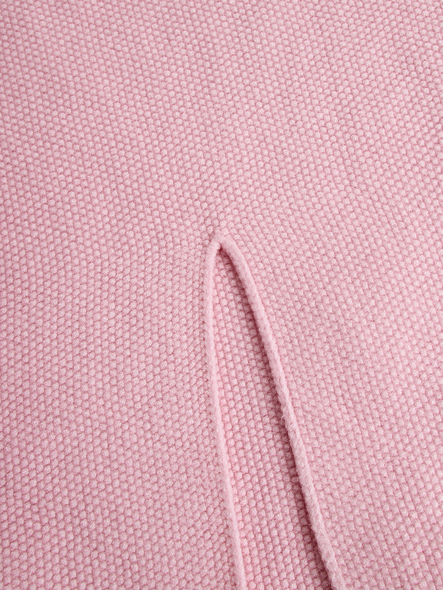 【24-hour shipping out】Black Contrast Pink Knitted Jacket And Skirt Set