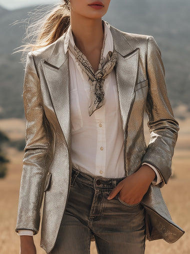 Modern And Cool Silver Suit Blazer