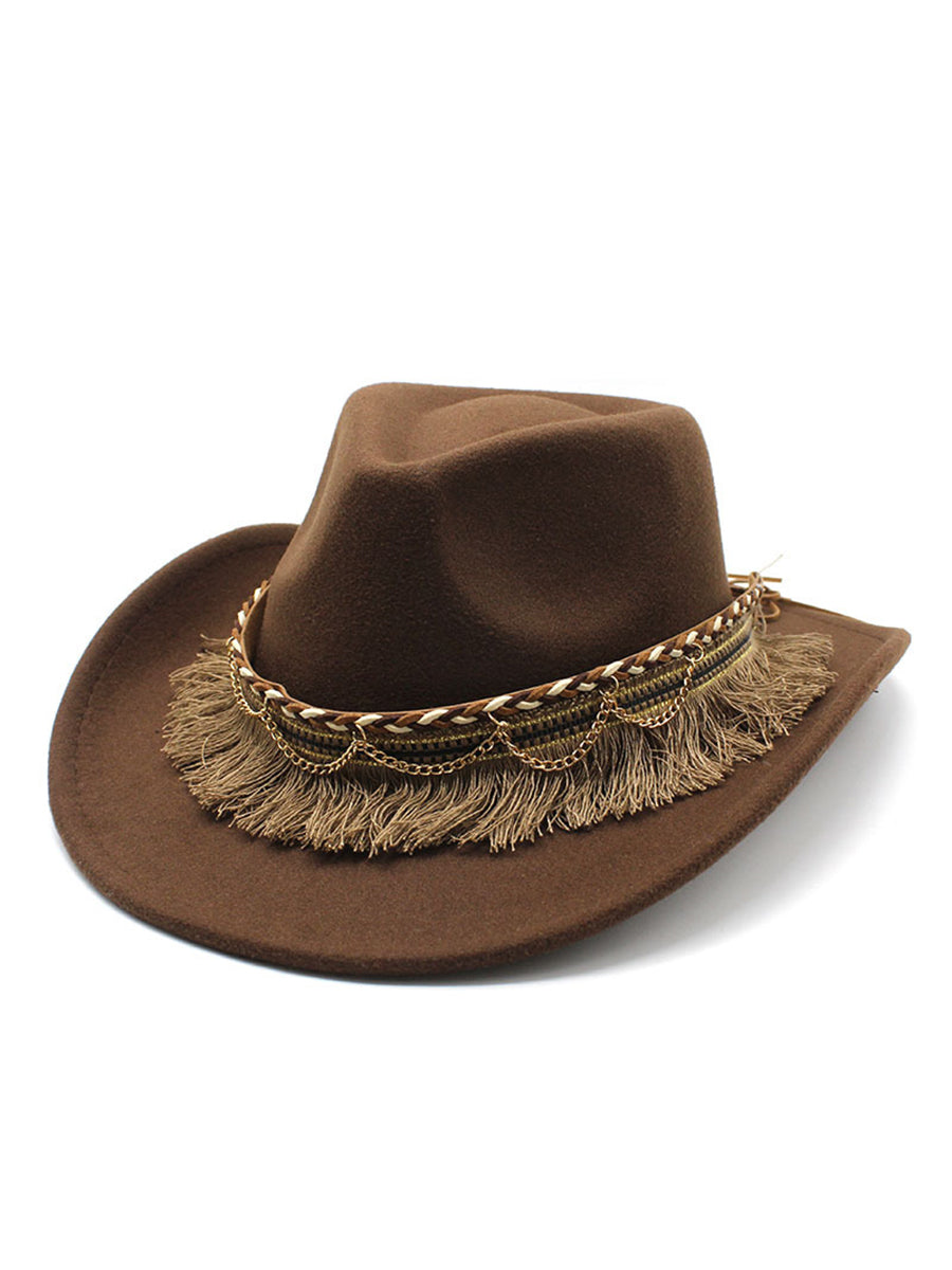 Retro Ethnic Style Tassel Felt Hat