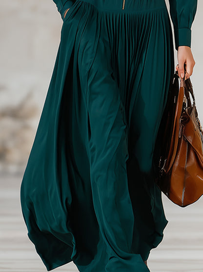 Elegant Vintage Western-style Emerald Green Maxi Dress