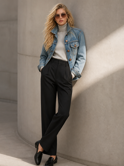 Oversized Light Wash Denim Jacket Women Classic Trucker Boyfriend Fall Layer