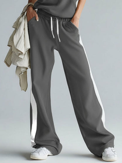 Casual Sporty Hooded Sleeveless Zip-up Top And Pants Set