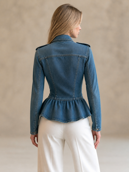 Women’s Western Denim Jacket With Peplum Hem