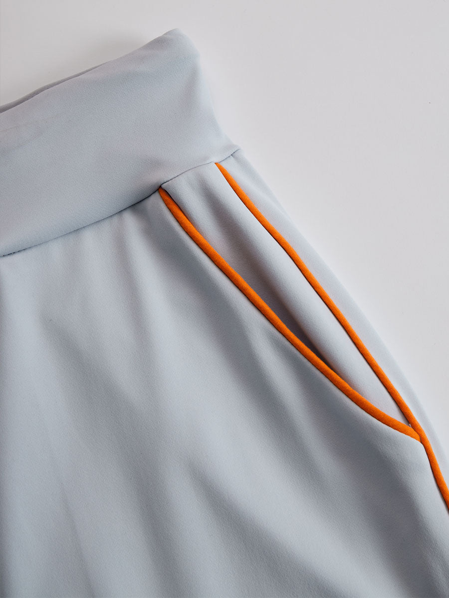 Fashionable Sporty Gray-blue Long-sleeved Half-zip Top And Trousers Set