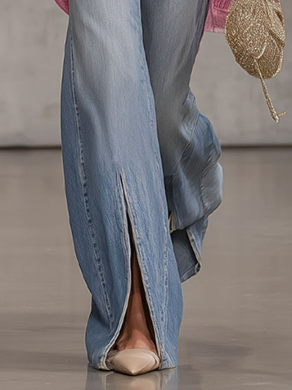 Retro-style Split-hem Casual Versatile Jeans