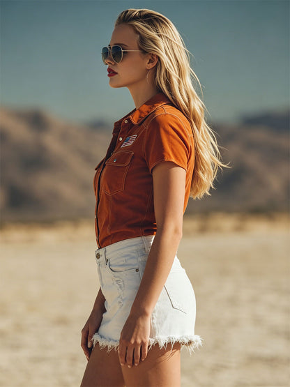 Retro White Frayed Denim Mini Skirt
