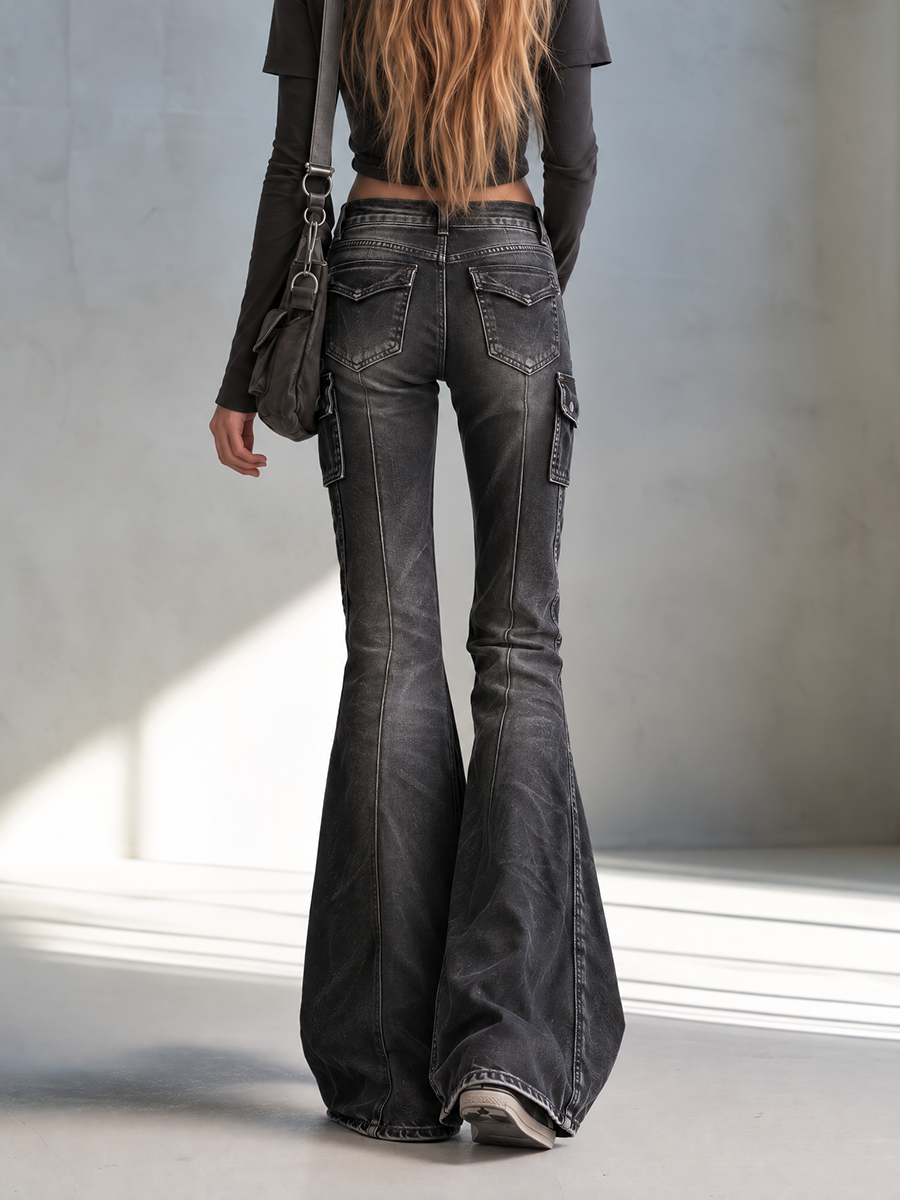 Studded Faux Leather Flare Pants